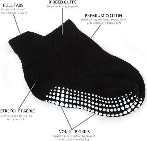 Miniatura 4 de Calcetines tobilleros antideslizantes Zaples para bebés con suelas antideslizantes para bebés, niños pequeños, niños y niñas
