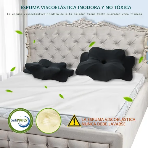 Miniatura 7 de DONAMA - Almohada cervical para cuello y hombros, diseño de espuma viscoelástica contorneado, soporte ergonómico para dormir de lado, espalda o boca