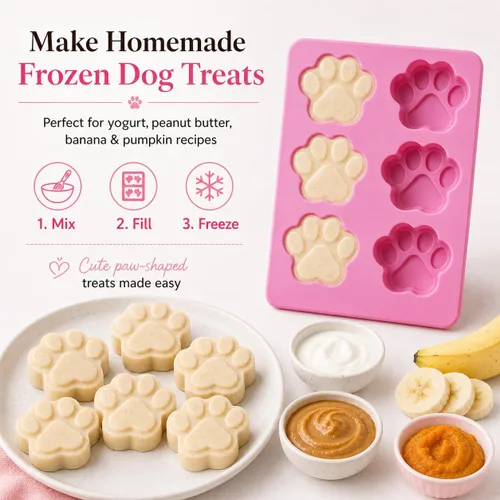 Miniatura 2 de Juego de dos moldes de silicona con estampado de patas de perro para golosinas caseras para hornear dulces de chocolate, apto para horno microondas