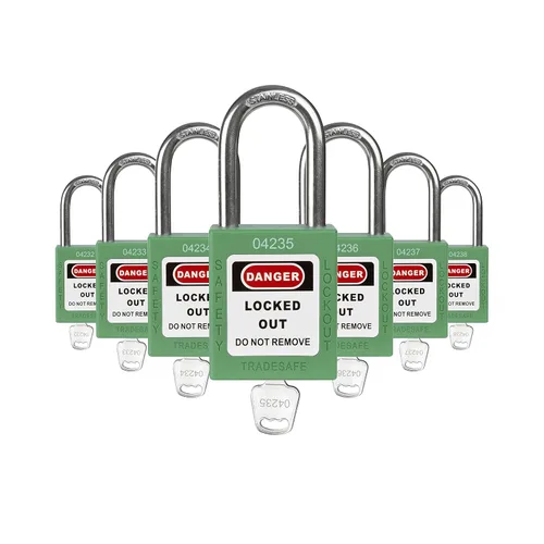Miniatura 15 de TRADESAFE Juego de cerraduras de bloqueo - 7 cerraduras de loto rojas, cerraduras de bloqueo con llave diferente, 1 llave por cerradura, candados