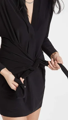 Miniatura 6 de Norma Kamali Minivestido tipo camisa con lazo frontal para mujer