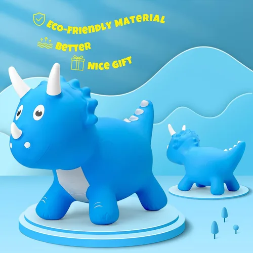 Miniatura 3 de PlayZap Caballo de tolva animoso de dinosaurio, tolva de animales hinchables para niños pequeños, paseo inflable en la tolva de dinosaurio
