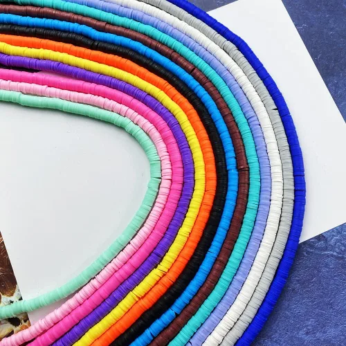 Miniatura 4 de 4000 cuentas de arcilla polimérica de mezcla azul, cuentas Heishi para hacer joyas, pulseras, collares, aretes, 0.236 pulgadas