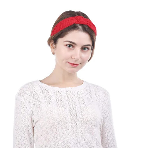 Miniatura 6 de Funtopia - Diademas anudadas para mujeres y niñas, 9 piezas de diadema ancha y lisa, bandas para el cabello con nudo cruzado de moda