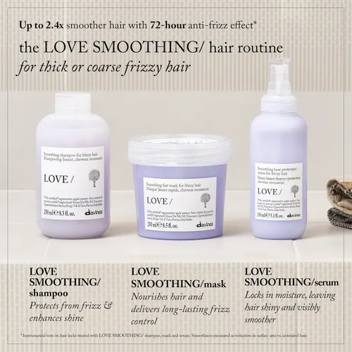 Miniatura 8 de Davines LOVE/Smoothing Instant Mask, Taming Anti-Frizz Fast-Acting Action for Wavy, Unruly, Coarse Hair - Smooths Flyaways & Reduces Volume in 30
