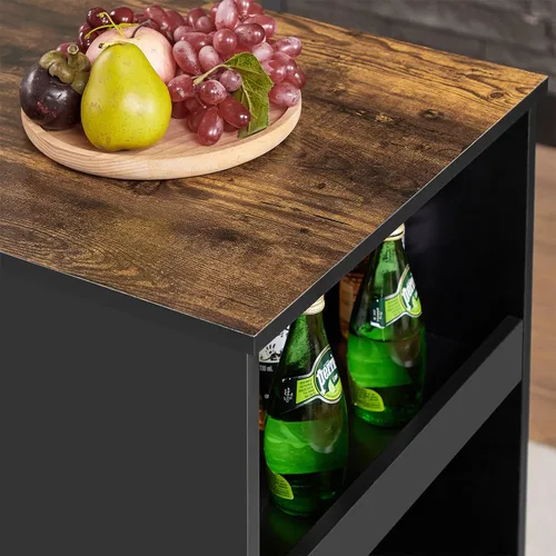 Miniatura 3 de VECELO Mesa de bar pequeña y sillas de cocina alta rincón de desayuno con taburetes/juego de comedor para 2, estantes de almacenamiento, ahorro