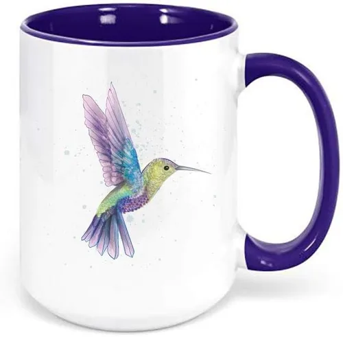 Miniatura 4 de Taza de colibrí de acuarela/taza de café para amantes de los pájaros/idea de regalo de cumpleaños/diseño sublimado (negro)