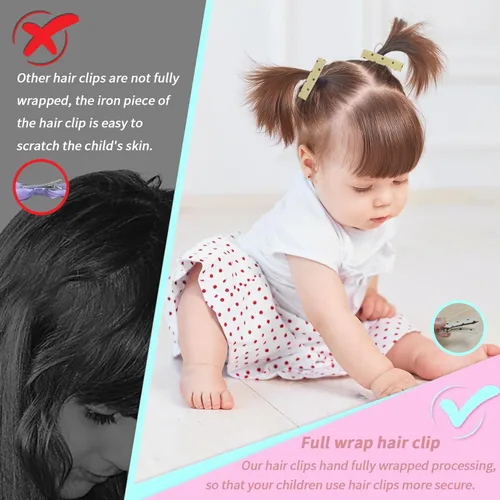Miniatura 2 de 20 pinzas para el pelo de bebé, antideslizantes, totalmente forradas, suaves para niñas y niños pequeños, accesorios para el cabello hechos a mano
