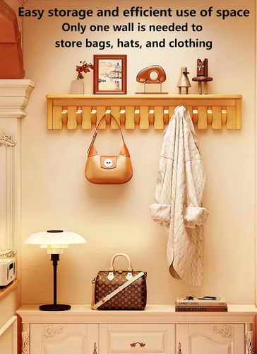Miniatura 3 de Percheros para colgar en la pared, ganchos para llaves de piano, colgador de madera maciza natural, tela no tejida, perchas para armario, cocina