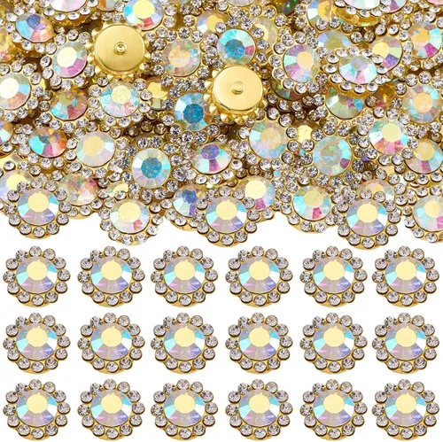 Miniatura 22 de 160 diamantes de imitación para coser de 0.472 pulgadas, base de metal, diamantes de imitación para coser en ropa, zapatos, aretes, cinturón