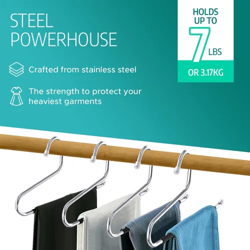 Miniatura 3 de Perchas para pantalones para hombre, 15 perchas de metal antideslizantes con extremos abiertos