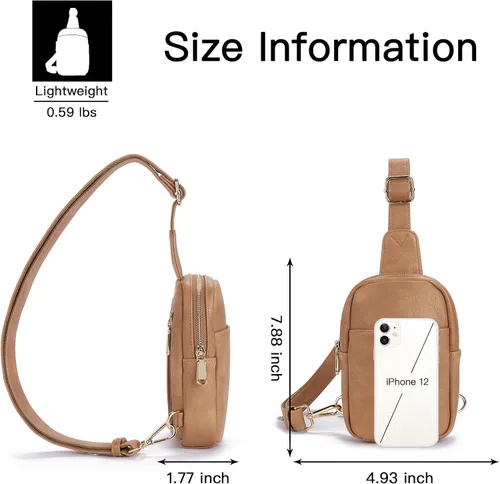 Miniatura 112 de Telena Riñonera pequeña para mujer, de cuero, cangureras, bolsa de pecho para mujer