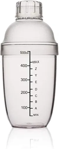 Miniatura 9 de Coctelera de plástico, mezclador de bebidas, agitador manual con taza y escalas, transparente (10 oz / 300cc)