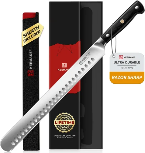 Cuchillo para pechuga de KEEMAKE, cuchillo de trinchar de 12 pulgadas, cuchillos de corte alemanes de acero de hoja de navaja para carne con mango