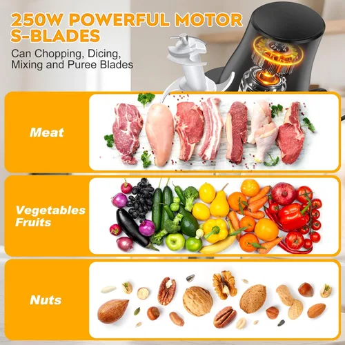 Miniatura 5 de Herramienta Eléctrica Trituradora de Pollo: Trituradora de Carne Multifuncional de 250W con Presión para Operar de Gran Capacidad - Trituradora