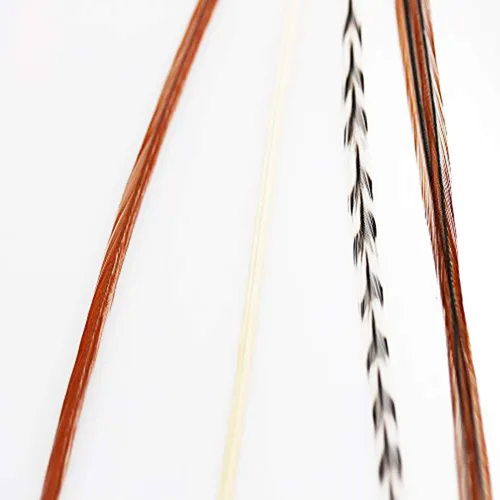 Miniatura 4 de Sexy Sparkles Extensión de pelo de plumas – Remix natural, cinco plumas de gallo reales unidas juntas, que van de 6 a 12 pulgadas, incluye 2