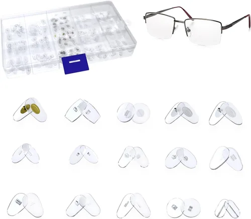 Miniatura 6 de MMOBIEL Almohadillas de nariz para anteojos [27 pares] Almohadillas de nariz de silicona suave para anteojos – Kit de herramientas de reparación