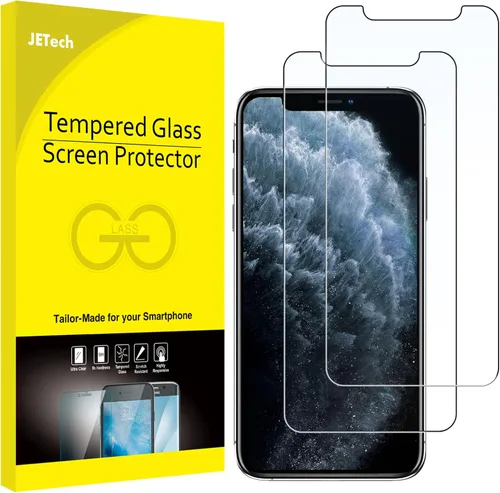 JETech Protector de pantalla para iPhone 11 Pro Max y iPhone XS Max de 6.5 pulgadas, película de vidrio templado, paquete de 2