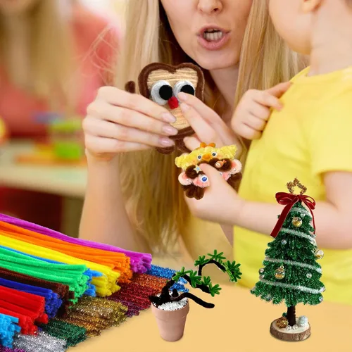 Miniatura 4 de 150 piezas de limpiapipas de chenilla marrón oscuro, limpiapipas peludos, bricolaje para manualidades creativas hechas a mano, proyectos de arte