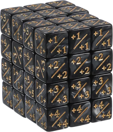 48 piezas de contador de dados de fichas 1/+1, juego de dados D6 Plus y Menos de 0.63 pulgadas, accesorio de juego de mesa acrílico, compatible con