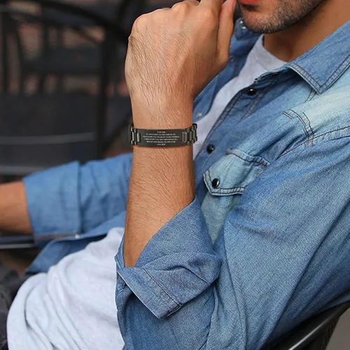 Miniatura 2 de MEALGUET - Pulsera de acero inoxidable con texto inspirador grabado, regalo de cumpleaños, de graduación, de mamá o papá, regalo de Navidad
