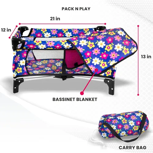 Miniatura 4 de Set de Cuna para Muñeca Bebé, Juego de Cuna Nido con Manta y Bolsa de Transporte para Corral de Muñeca Bebé. Se Ajusta hasta Muñecas de 20 Pulgadas
