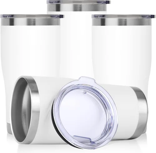 Miniatura 30 de DOMICARE vaso de doble pared con aislamiento al vacío, 20 onzas, con tapa, vaso de viaje de acero inoxidable, vaso de café con recubrimiento