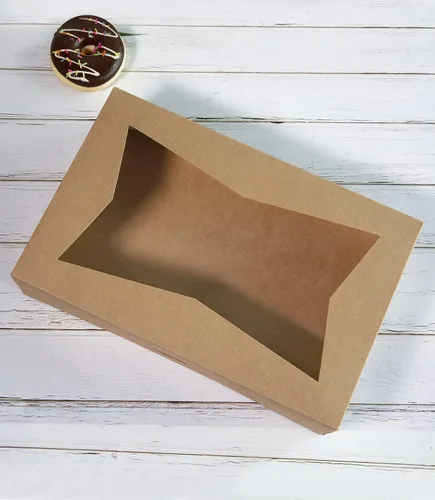Miniatura 3 de Paquete de 15 cajas de pastelería marrón para panadería de 12 x 8 x 3 pulgadas, donas grandes, magdalenas, cajas de galletas con ventana de PVC