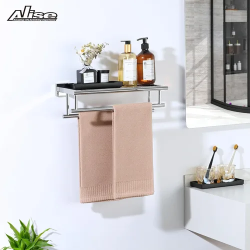 Miniatura 7 de Alise Toallero, estante para toallas con dobles barras para toallas para lavabo de baño, 16 pulgadas, SUS 304 acero inoxidable, soporte de pared