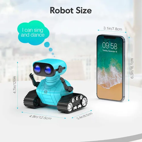 Miniatura 6 de ALLCELE - Robot juguete, robots RC recargables para niños, juguete con control remoto, tiene música y ojos LED, regalo para niños a partir de 3 años
