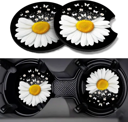 Miniatura 24 de Posavasos para automóvil, paquete de 2 posavasos para automóvil, 2.75 pulgadas, antideslizantes y absorbentes, para portavasos de automóvil