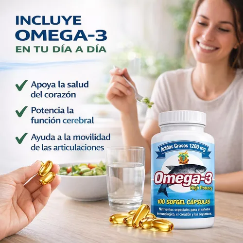 Miniatura 2 de Omega 3 Cápsulas de Alta Potencia. Set de 2 frascos con 100 cápsulas c/u. para las arterias, coyunturas, bajar el colestereol malo. Tratamiento
