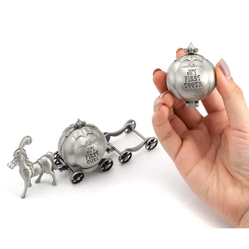 Miniatura 3 de Yoption Baby First Haircut Keepsake and First Dental Fairy Box Set, Zinc Alloy Pumpkin Carriage Baby Drop Tooth, caja de almacenamiento de recuerdo