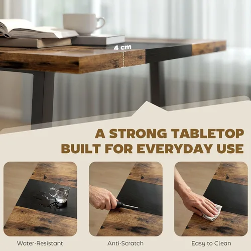 Miniatura 5 de HOMCOM Mesa de comedor industrial para 8 personas, mesa de cocina rectangular de 70.9 pulgadas de largo con mesa grande y patas de acero