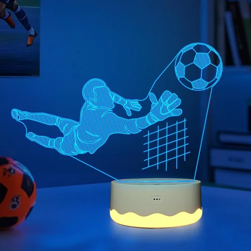 Attivolife Lámpara óptica 3D de fútbol, luz nocturna LED de ilusión de portero con control remoto de 16 colores cambiantes, la mejor decoración de