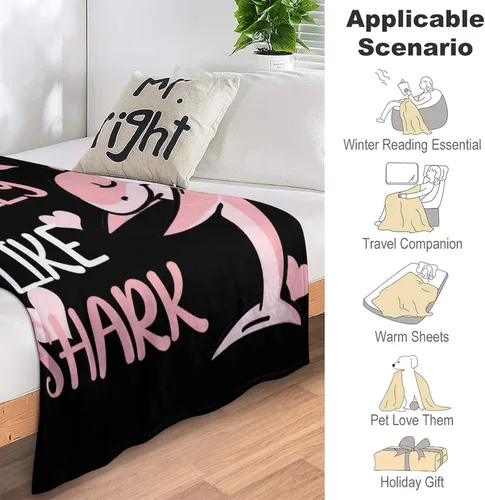 Miniatura 6 de Manta de tiburón para regalo, manta de franela de forro polar de 40 x 50 pulgadas, suave, acogedora y ligera, mantas para sofá, cama, sofá de viaje