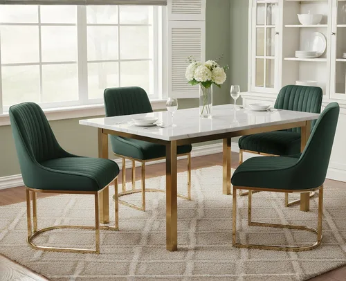 Miniatura 8 de EALSON Sillas tapizadas de terciopelo para comedor, juego de 2 sillas modernas de acento para el comedor con base dorada de metal, sillas cómodas