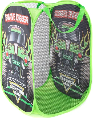 Miniatura 2 de Jay Franco Monster Jam Grave Digger Cesta Emergente - Cesta de Malla para Ropa Sucia/Bolsa con Asas Duraderas Monster Jam - Cavador de tumbas