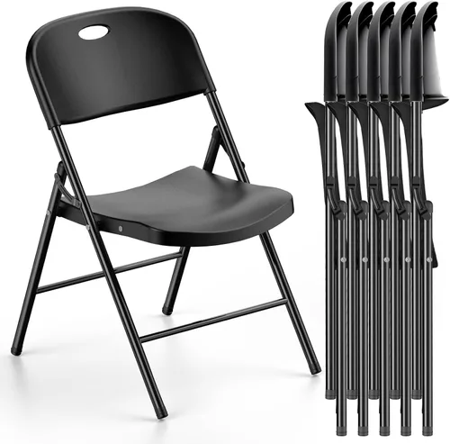 Miniatura 7 de Nazhura Silla plegable de plástico resistente con límite de peso 350 con marco de acero reforzado para interiores y exteriores, boda, fiesta