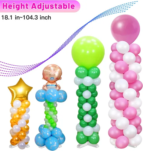 Miniatura 5 de Kit de arco de globos y soporte de columna de globo de metal y bomba eléctrica para globos, soportes de globos ajustables para suelo con bolsas