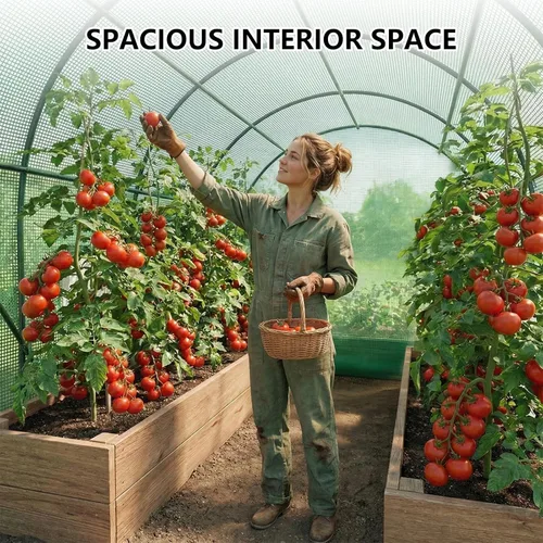 Miniatura 3 de Invernaderos de 12×7×7 pies para exteriores de alta resistencia, grandes invernaderos de entrada para exteriores con 6 ventanas de malla ventilada