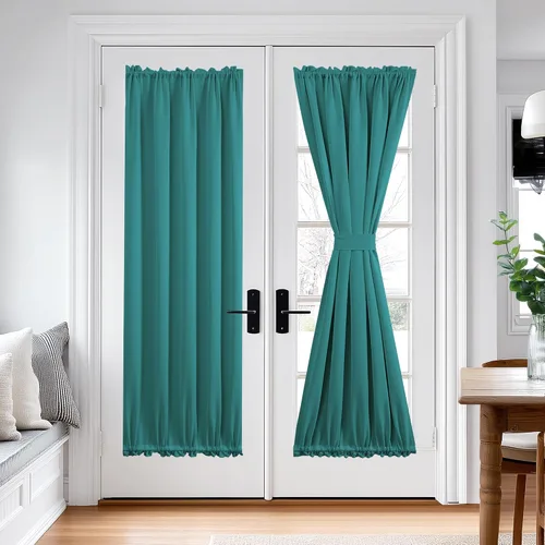 Miniatura 17 de Cortina térmica para puerta con bolsillo para barra, opacas, tratamiento de ventanas con ojales y ojales Deconovo 1 panel