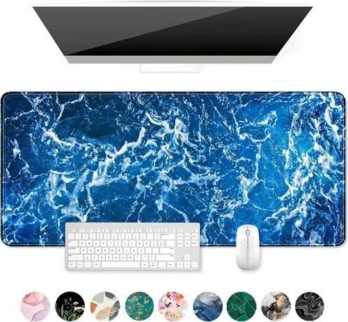 Miniatura 18 de Auhoahsil Alfombrilla grande para mouse, tamaño XXL, extendida de 35 x 15 pulgadas, base de goma antideslizante, bordes cosidos, superficie 03