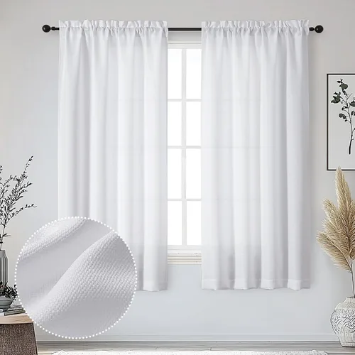 Miniatura 86 de OWENIE Bob Juego de 2 Paneles de Cortinas Negras de Cocina para Ventanas de 36 Pulgadas de Largo, Cortinas Cortas de Café con Textura de Lino