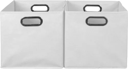Miniatura 4 de Niche Cubo - Juego de 2 contenedores plegables de tela, color blanco