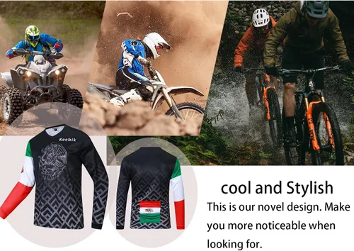 Miniatura 4 de Keebik Camiseta de ciclismo para hombre, camiseta de MTB de manga larga, México Mountain Bike Motocicleta, Carreras, Ropa