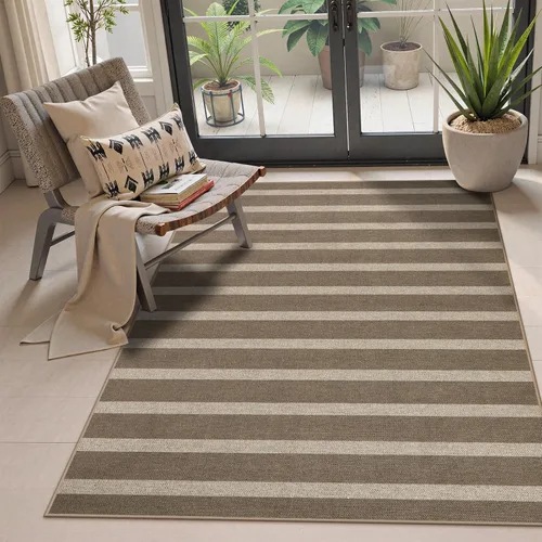 Miniatura 29 de Lahome Alfombra de yute a rayas fácil para patio al aire libre, alfombras lavables de 3 x 5 pies para entrada, porche, casa de campo, alfombra