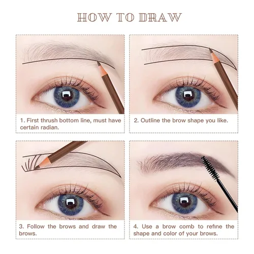 Miniatura 8 de Set de Lápiz de Cejas Impermeable, Lápiz de Cejas con Cordón de Tirar y Desmontable, Kit de Suministros de Microblading, Lápiz de Línea de Ojos