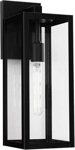 Miniatura 2 de John Timberland Titan - Lámpara de pared industrial moderna para exteriores, metal negro místico, 17 pulgadas, vidrio transparente, húmedo