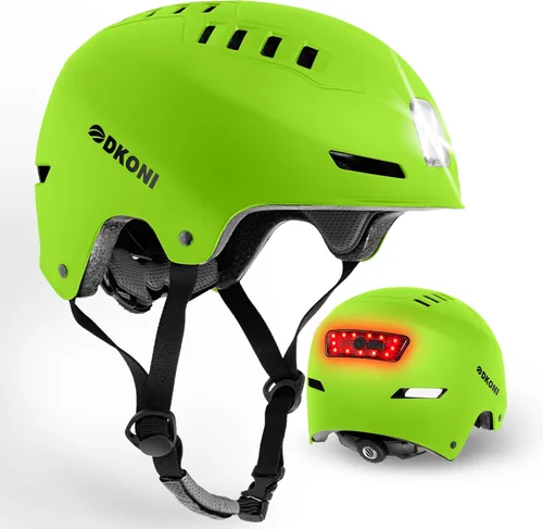 Miniatura 11 de DKONI Casco de bicicleta con luces LED, casco de bicicleta para viajeros, casco de ciclismo recargable por USB, casco de luz LED frontal y trasera